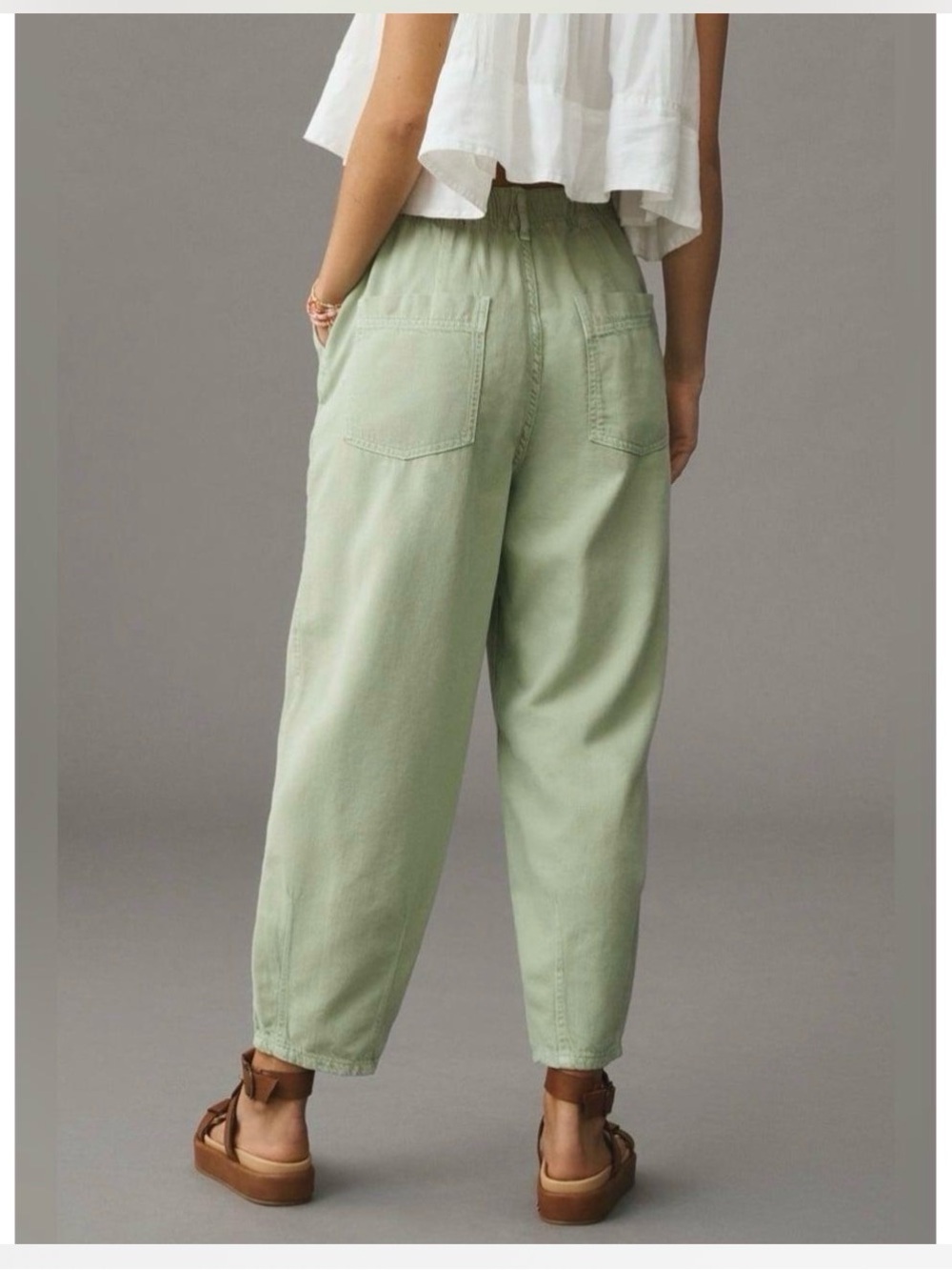 NWOT Pilcro Relaxed High-Rise Wide-Leg Pants in Sage Green - Picture 2 of 8